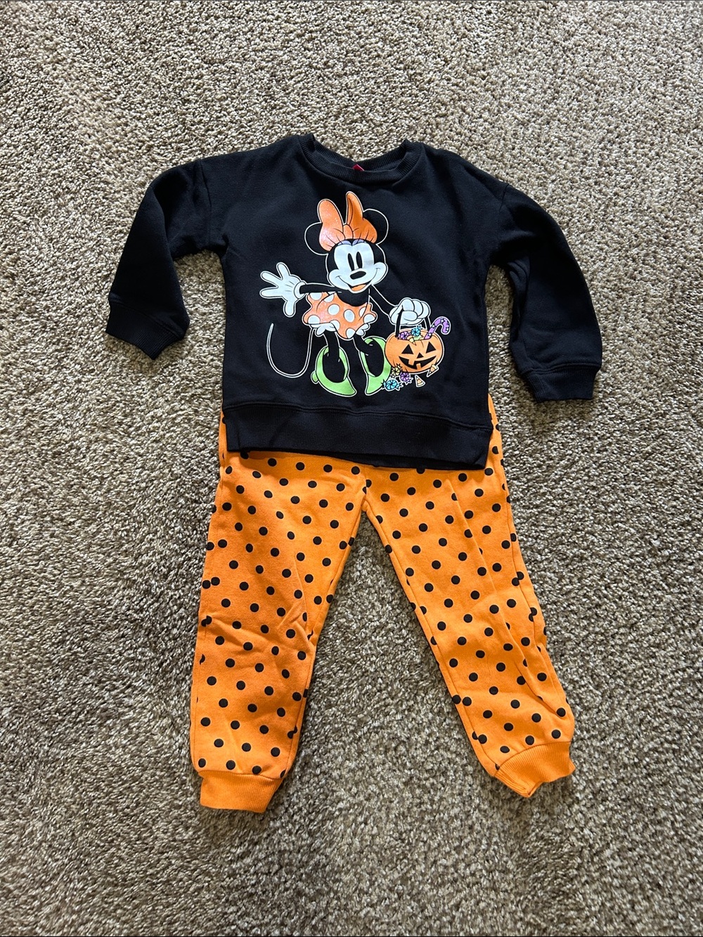 Disney Minnie Mouse Halloween Pajama Set - Black & Orange